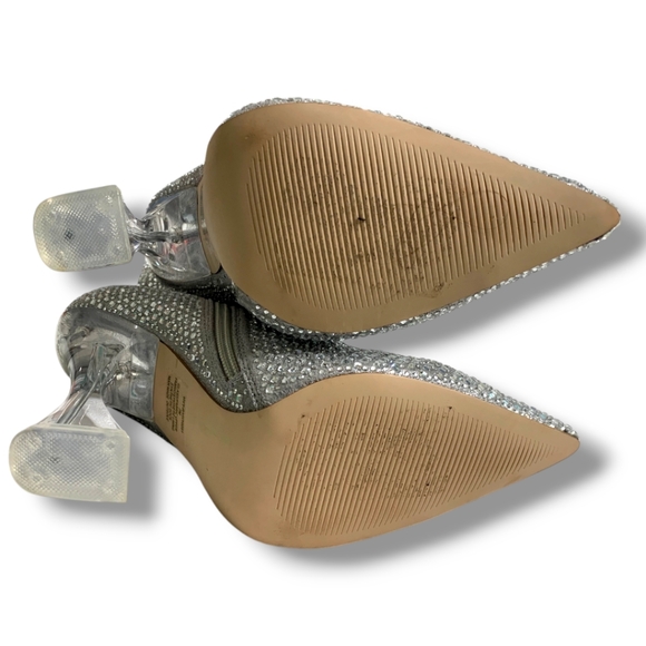 NWOB Steve Madden Vivy Rhinestone Pointed Clear Flared Heel Booties size 7 - Picture 12 of 12